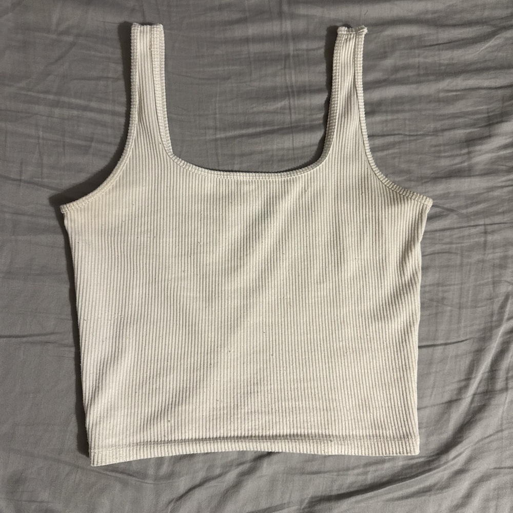 Hollister White Ribbed Crop Top